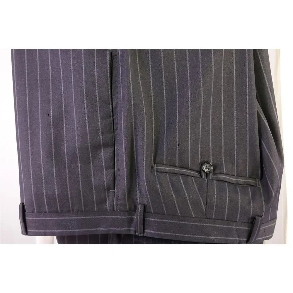 Banana Republic Gray Bold Pinstripe Peak Lapel 2-Btn Wool Suit 44R